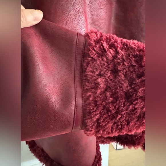 NVLT Burgundy Faux Shearling Jacket - Picture 3 of 8